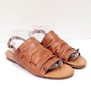 Miz Mooz Agnes Sandals Womens Size 11 Brown Leather Backstrap Slingback Flat
